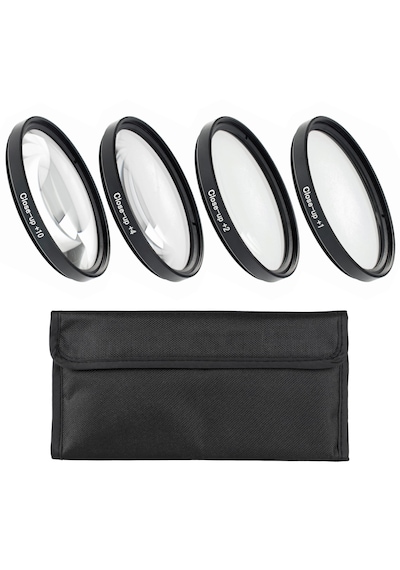 Ayex 40.5mm Close-up Filtre Seti 4 Lü +1, +2, +4, +10 Optik Cam, Metal Çerçeve, Taşıma Çantalı