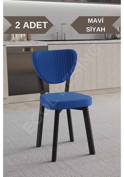 Faymend 2 Adet Elma Model Mutfak Sandalyesi Salon Sandalyesi Yemek Sandalyesi Cafe Restaurant Sandalyesi Mavi2