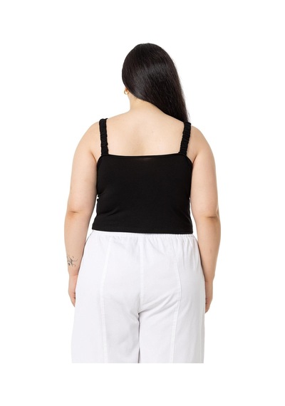 Disentis Büyük Beden Askıları Büzgülü Drapeli Crop Siyah Body-siyah Siyah