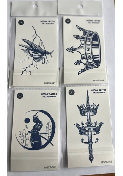 Güç 4 Adet Minimal 11x8 Cm 3 Hafta Kalıcı Yarı Kalıcı Geçici Dövme