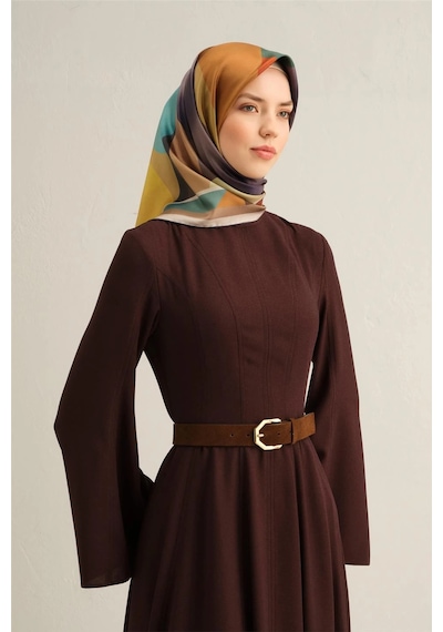 Armine Geometrik Desenli Sura Saf İpek Eşarp - 8834d Yeşil - 04