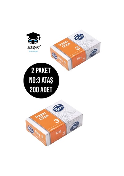 2 Paket Bion Ataş No:3 30 Mm 1 Paket 100 Adet Toplam 200 Adet