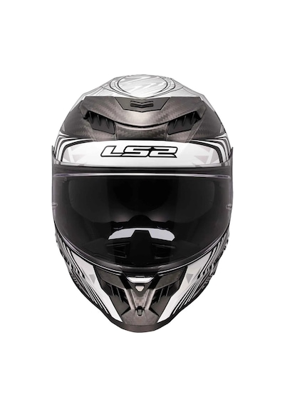 Ls2 Dragon Karbon Enthum Kapalı Kask Siyah - Beyaz