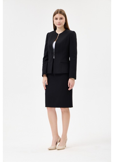 Velnara Moda Siyah Klasik Kadın Takım Elbise-sıfır Yaka Ceket & Kısa Kalem Etek Siyah - 927030108 Siyah Velnara Moda Siyah Klasik Kadın Takım Elbise-sıfır Yaka Ceket & Kısa Kalem Etek Siyah - 927030108 Siyah