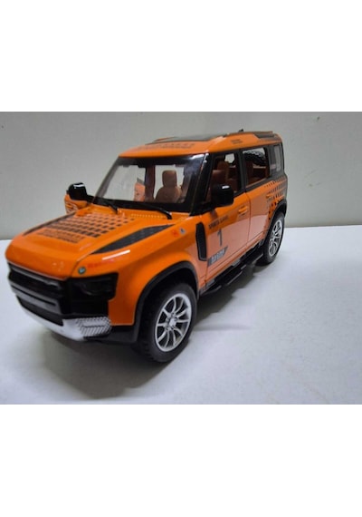 Diecast Model Metal Oyuncak Araba Land Rover Jip Defender Modifiyeli Koleksiyon Jeep 20cm Suv Oranj Diğer