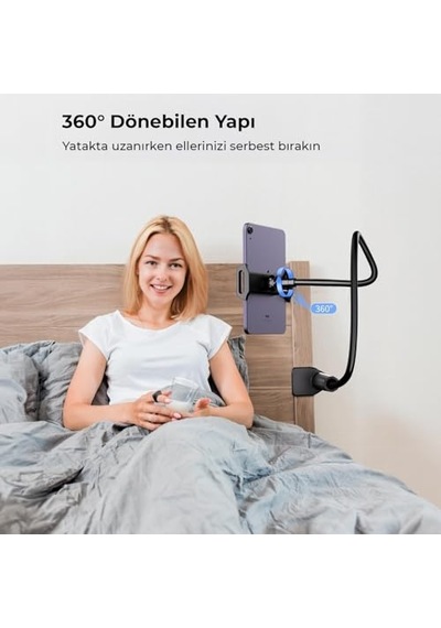 Juo 70 Cm Akrobat Esnek Tablet Ve Telefon Tutucu Stand Siyah