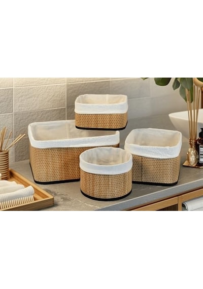 Wicker Premium Serisi 4'lü Set Organizer 000 Açık Krem