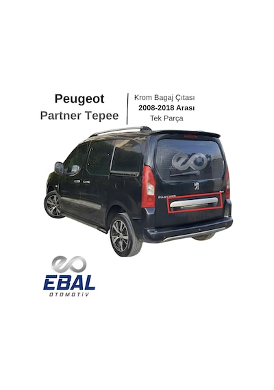 Peugeot Partner Tepee Uyumlu Krom Bagaj Çıtası 2008-2018  P.Çelik