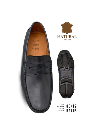 Sermoda Erkek Loafer - Hakiki Deri Rok Loafer Erkek Ayakkabı Lacivert