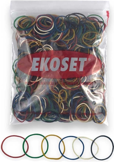 Ekoset Renkli Kauçuk Toka Lastiği Karışık 6 Renk 40 MM 1000 Adet