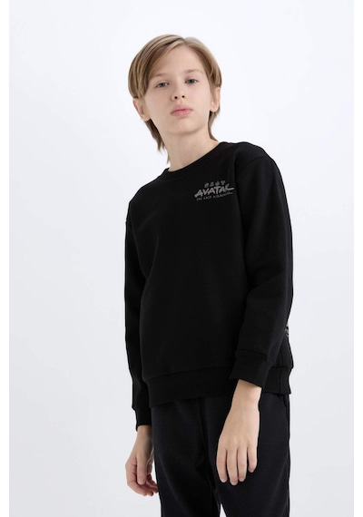 DeFacto Erkek Çocuk Avatar the Last Airbender Bisiklet Yaka İçi Yumuşak Tüylü Sweatshirt D6742A824WNBK81