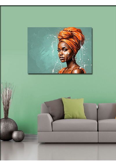 Kanvas Tablo Turuncu Afrikalı Kadın