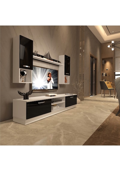 Decoraktiv Eko 5dab Mdf Dvd Tv Ünitesi Tv Sehpası Beyaz - Siyah