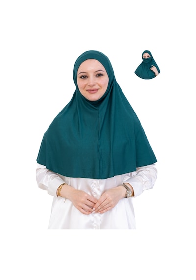 Modish Group Hazır Başörtüsü Pratik İslami Giyim Penye Peçeli Türban Namaz İçin Yumuşak Eşarp Zümrüt