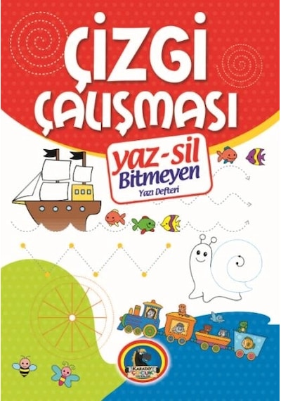 Yaz-sil Çizgi Çalışması Bitmeyen Yazı Defteri+tahta Kalm