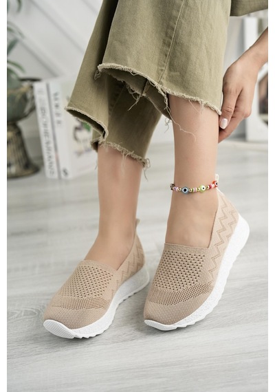 Nesilshoes Nesil Shoes Aky 055 Nude Triko Yazlık Kadın Ayakkabı Ten