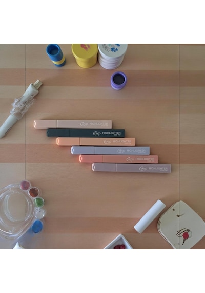 6 Lı Kare Tip Highlighter Fosforlu Kalem Cream Serisi Tek Renk