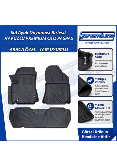Peugeot Partner Paspas Araca Özel 2008-2018 Derin Havuzlu Premium Oto Paspas