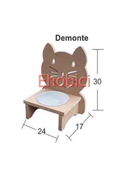 Ahşap Kedi Mama Kabı Tekli Mdf Km-09 Demonte