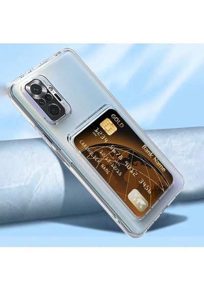 Xiaomi Redmi Note 10 Pro Kılıf Kartlıklı Şeffaf Zore Setra Clear Silikon Kapak Renksiz