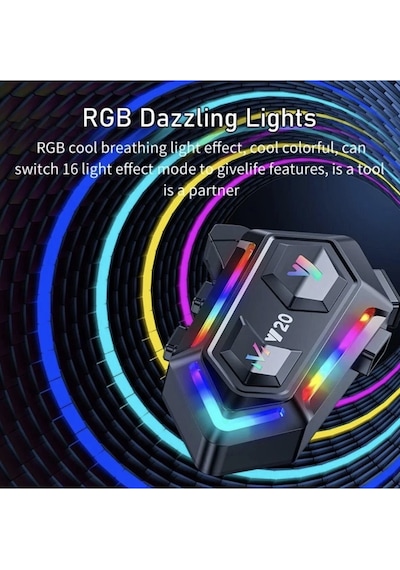 Upgrade Intercom Rgb Led Işıklı Telsiz Özellikli Motosiklet Kask Kulaklığı Interkom Siyah