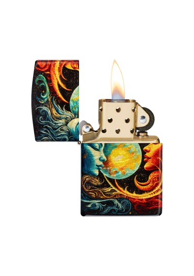 Zippo 48458 Spiritual Sun And Moon Design Çakmak Çok Renkli