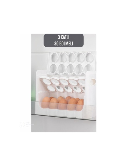 30 Bölmeli 3 Katlı Yumurtalık Organizer Buzdolabı Düzenleyici, Bpa İçermeyen Yumurta Saklama Kabı