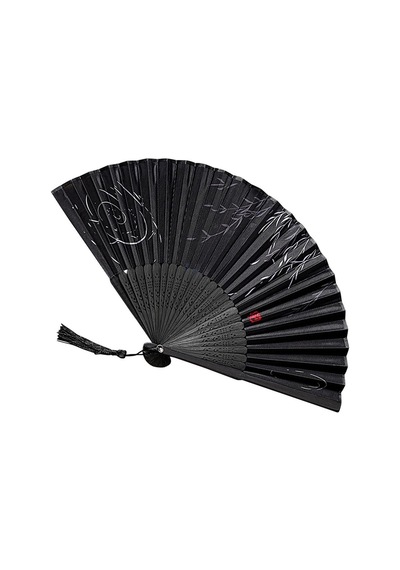 Beluga Yelpaze Bambu Serinletici Vintage Siyah Şık Dekorasyon Püsküllü Japon Yelpaze 0150