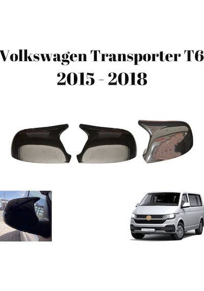 Volkswagen Vw Transporter T6 2015 2016 2017 2018 Uyumlu Yarasa Ayna Kapağı Seti Batman Parlak Siyah