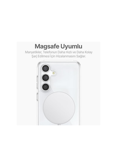 Samsung Galaxy Uyumlu S24 Kılıf Magsafe Özellikli Şeffaf Silikon Kapak