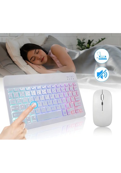 Bluetooth Klavye Mouse Seti Rgb Aydınlatmalı Kablosuz Şarjlı Klavye Mouse Seti - Türkçe Q Optik