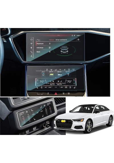 Audi A6 2019-2024 Model Alt Üst Multimedya Ve Klima Kontrol 3 Parça Ekran Koruma