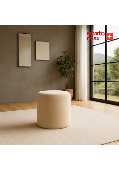 Smarto Relax Puf Babyface Kumaş Silindir Puf 40 45 Cm Bej