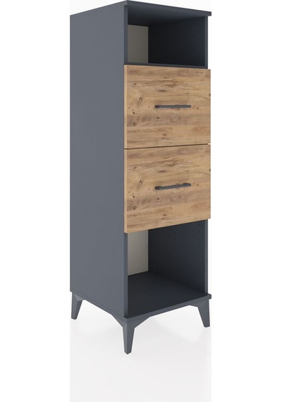 Hyperion Dolap Tek Raflı 2 Çekmeceli 44x44x134 Antrasit-çam Antrasit