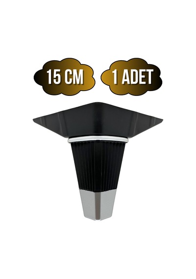 İrem Siyah Krom 15cm Plastik Ayak Mobilya Masa Ve Dolap Ayağı Siyah Krom 15cm 1 Adet Siyah
