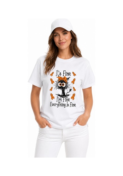 Bayloranzzo Everything İs Fine %100 Pamuk Heavy Cotton Premium Kalite Kadın Tişört Beyaz