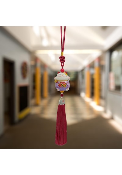 Feng Shui Maneki Neko Şans Kedisi Mor No.1