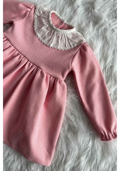 Pembe Triko Kışlık Kız Çocuk Bebek Elbise 001