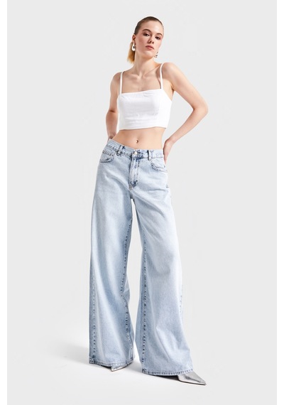 it's basic Kadın Snow Kot Rengi Hera 17s5-3 Palazzo Fit Denim Pantolon Kot Rengi 17s5-3