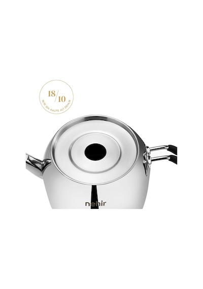 Nehir Modern Midi Orta Boy 1-2 Lt. Paslanmaz Çelik Çaydanlık Takımı Gri