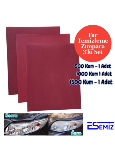 Far Temizleme Zımpara Seti Sulu İnceden Kalına Zımpara 3 Adet