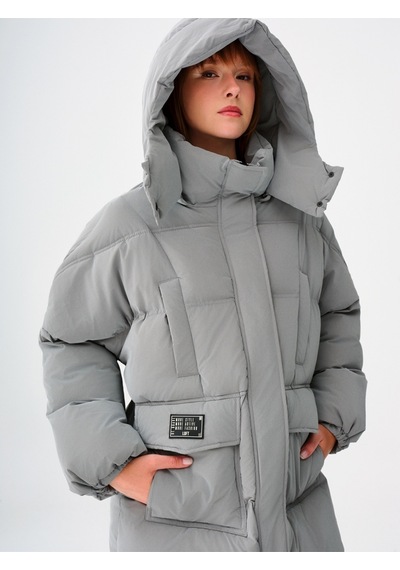 Loose Fit Kadın Mont Gri