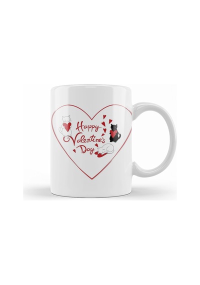 Aşk Kediler Happy Valentine's Cats Kupa Bardak Porselen Karışık