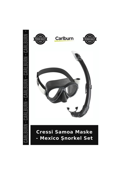 Özel Seri Cressi Samoa Maske - Mexico Şnorkel Set Su Sporu Dalış Ekipmanı Yüzme Aleti Clear-Blue