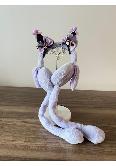 Kuromi Kadın/kız Hareketli Ve Sesli Peluş Kulaklık Lila