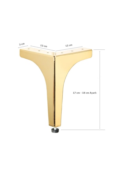 4 Adet Klas Ayak Metal 17 Cm Altın Mobilya Koltuk Ayağı