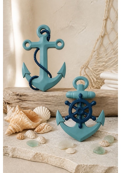 Baroqo Ege Mavisi Esintisi Çapa Duvar Süsü Seti 16x23 Cm