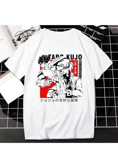 Noıssey Kırmızı Etiket Gala Unisex Jojo Tuhaf Macera T-shirt Model17 16723 Beyaz