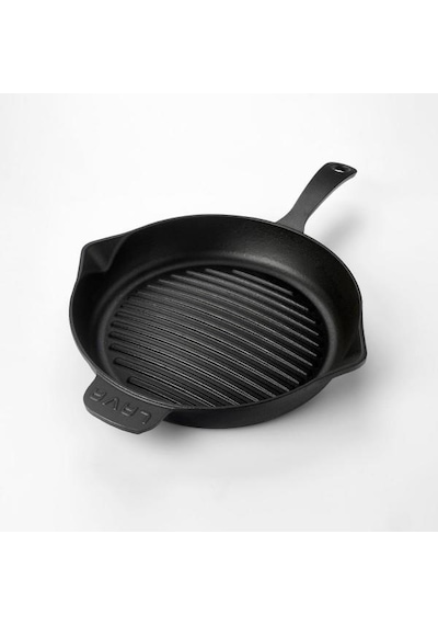 Lava Döküm Yuvarlak Izgara Tava. Metal Kulplu Taban Konkav 12 Mm.