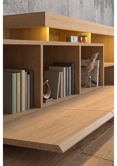 Luma Led Işıklı Tv Ünitesi 160 Cm - Modern Tv Sehpası Çam